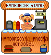 Pez and her hamburger stand